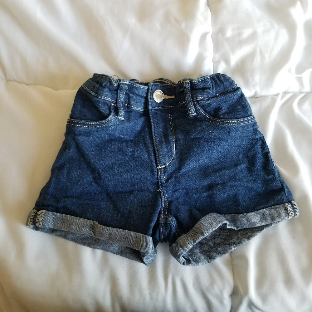 Dark Denim Girls' Shorts with Elastic Waist
